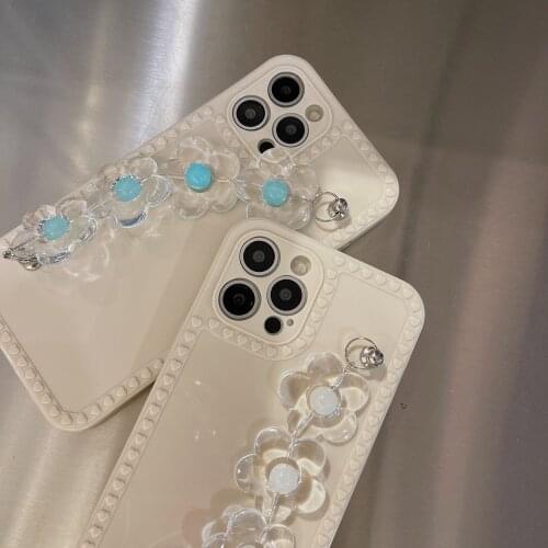 Flower Chain Transparent Phone Case For Apple iPhone 11 Pro 12 Max 8 Mini Plus 7 6 X XS XR Glossy Bracelet Soft Back Fundas