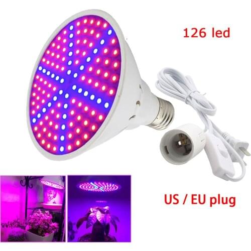Led Bulbs 126Led Plant Grow Light Lamp With Ac Power Cable Adapter Holder Flower Growth Growing For Indoor Greenhouse