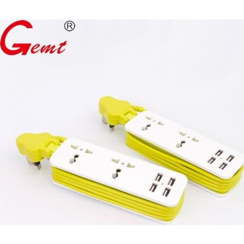 Portable Power Strip UK Plug 2-position hole with 4 USB Port QC2.0 Interface Extension Socket Plug with EU UK AU Adapte