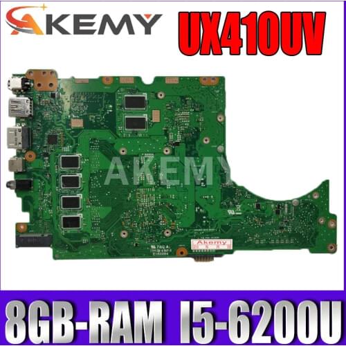 UX310UV Laptop motherboard for ASUS ZenBook UX410UQ (14 inch) UX410U UX310U original mainboard 8GB-RAM I5-6200U GT940MX-2GB