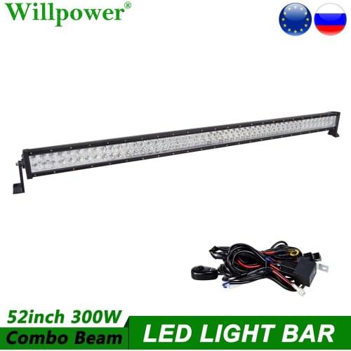 SUV Car Roof 300W 52" LED Light Bar For Jeep Wrangler JK Dodge Chevy Offroad 4x4 Truck Driving Fog Lightbar Straight LED Bar