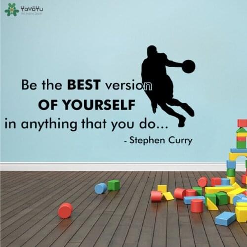 YOYOYU Wall Decal Be The Best Version Of Yourself Quote Wall Sticker Basketball Fitness Sport Vinyl Wall Decoration QQ321