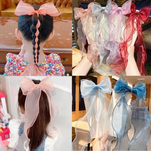 2021 New Red Bow Long Ribbon Hair Clip Headdress Korean Top Clip Hair Clip Back Of Head Hairpin Fashion Hair Accessories