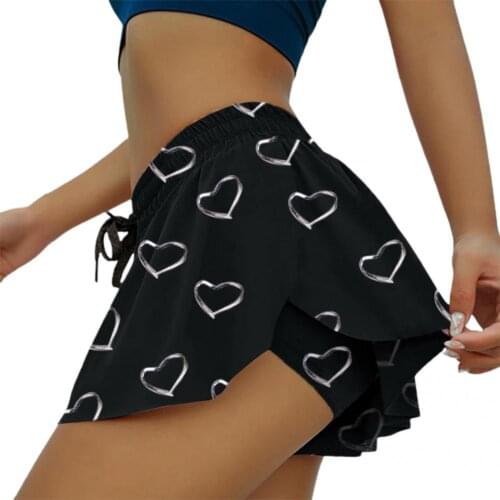 50% Wholesales Ladies Sporty Culottes Elastic Waist Loose Skirt Hem Tie Dye Split Culottes for Fitness