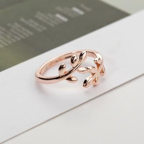 1 PCS Women Ring Garden Flower Leaves Open Ring Resizable Finger Rings For Women Valentines Day Gift Jewelry