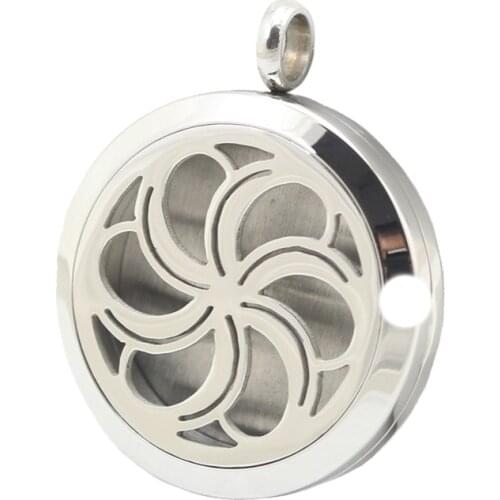 10pcs Round Stainless Steel Windmill Premium Aromatherapy Essential Oil Diffuser Locket Pendant Women Necklace