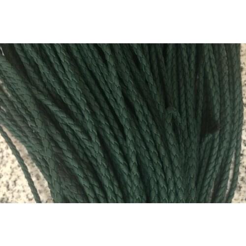 100m Dark Green 3mm Braided leather Leather Cord string, faux leather string cord, PU Leather cord, Faux Leather Round Cord