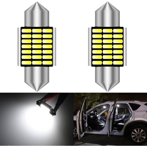 2pcs Festoon 31mm Canbus LED Light Bulb C5W C10W 36mm 39mm 41mm 3014 SMD Car Interior Dome Map License Plate Light For VW Golf 4