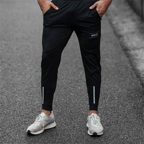 2021 Joggers Sweatpants Mens Slim Sports Pants Solid Color Gyms Workout Cotton Sportswear Autumn Men Trouser Fitness Track Pants