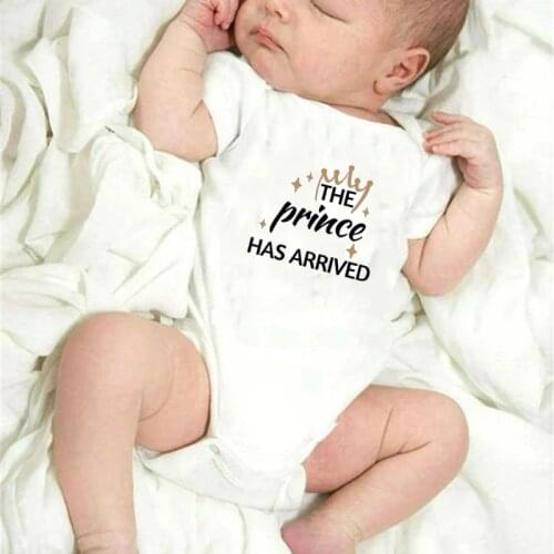 2021 New Born Jumpsuit Clothing The Prince Has Arrived Pattern Newborn Baby Clothes Set Summer Toddler Romper for Newborns