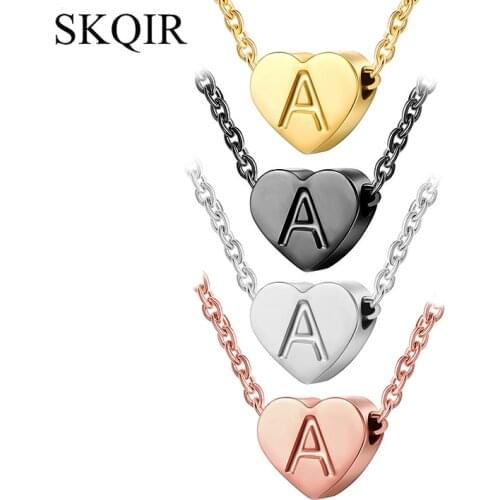 26 Letter A-Z Heart Initial Pendant Necklace Stainless Steel Choker Necklace Alphabet Jewelry for Women Personalized Gift