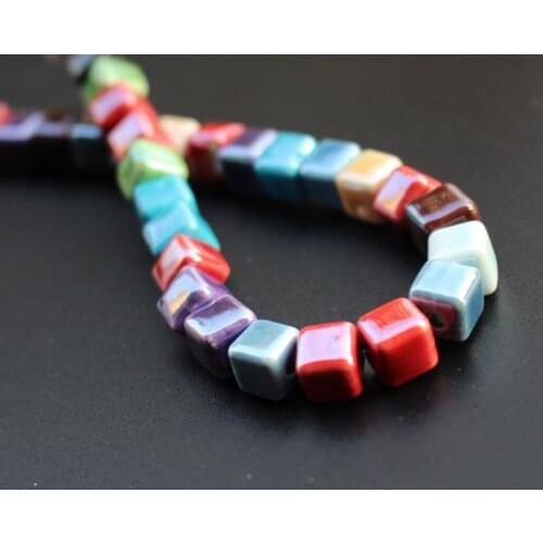 32Pcs/Lot 8.5mm Mix Colors Squaer Beads Cube Ceramic Beads Plated for jewelry making