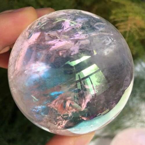 5.5-7cm Beautiful Rainbow Aura Crystal Sphere Ball Angel Aura Titanium Quartz Natural Crystal Healing Home Decoration