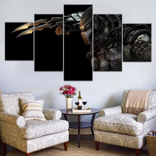 5 Pieces Canvas Frame Prints predator Alien painting Wall Art Panels Poster Pictures For Living Room