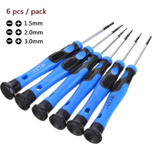 6 pcs/ pack) Precision 1.5 2.0 3.0mm Phillips Slotted Screwdriver CRV Steel Screwdrivers Repair Tool Magnetic Tip Screw Driver