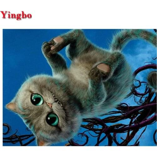 DIY Diamond embroidery Alice cat full square round Diamond Painting Cross Stitch cartoon puzzle picture Rhinestone Decoration