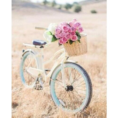 Diamond Painting"Bicycle and Flower Basket "Full Square Mosaic Diamond Picture of Rhinestone Pattern Embroidery Unique Gift Item