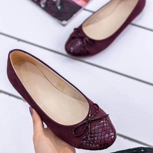 Tonar Lela Burgundy Suede Skin Detailed Ballerina Women Shoes Spring Summer New Season Casual Cool Casual Style Elegant Summer