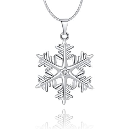 Free shipping classic snowflake pendant necklace hollow female models 925 sterling silver necklace wedding