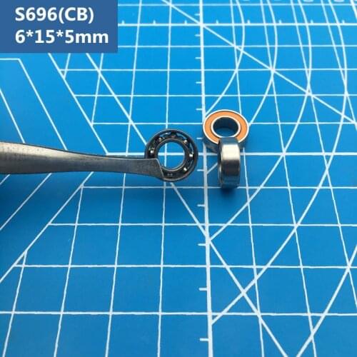 Free shipping 2pcs ABEC-7 S696-2RS (6*15*5mm) Orange sealed Hybrid Ceramic Stainless Steel Deep Groove Ball Bearing S696 2RS