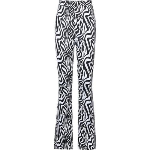 Flared Pants Zebra Stripes Print Skinny Fashion Women High Waist Zebra Bell-bottom Trousers for Leisure
