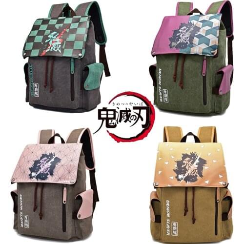 Demon Slayer Kimetsu No Yaiba Anime Backpack Canvas Bag Tomioka Giyuu High Capacity School Bags Mochila Feminina Notebook Bags