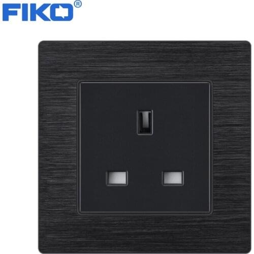 FIKO13a British power socket,new flame retardant Aluminium Alloy panel 86mm *86mm family hotel wall power socket