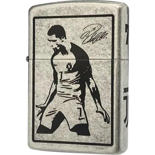 Zorro Kerosene Lighter Pure Copper Classic Football Figure Pattern Carving Smoking Tool Brass Oil lighter Collection Gift