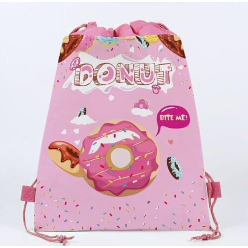 2pcs/lot Donuts Birthday Party Drawstring Bag Gift Bag For Gifts Party Decoration For First Birthday Girl Party Kids Favor