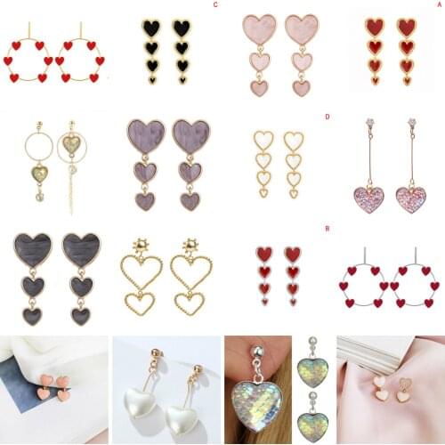 Sweet Heart Drops Earrings For Girls Classic Acrylic Heart Dangle Earrings Women Bohemian Earrings Fashion Jewelry Gift