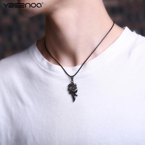 Stainless Steel Flame Pattern Rope Chain Necklace For Men Retro Punk Creative Fire Shaped Mens Pendant Necklace New Gifts