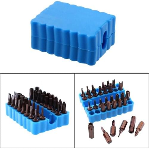 Set of 2 Blue Plastic 1/4Inch Hex Shank Screw Bits Holder Storage Case