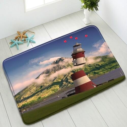 Lighthouse Non-Slip Bath Mats Mountain Ocean Bathroom Floor Mat Bedroom Kitchen Doormat Home Carpet Absorbent Foot Pad Washable