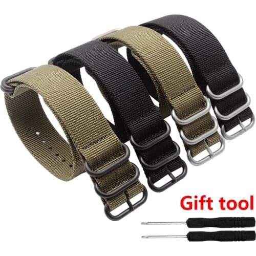 5 ring nylon watchbands 20mm22mm26mm with stainless steel clasp mens wristband replacement nylon strap fit Garmin fenix3/5/5s/5x