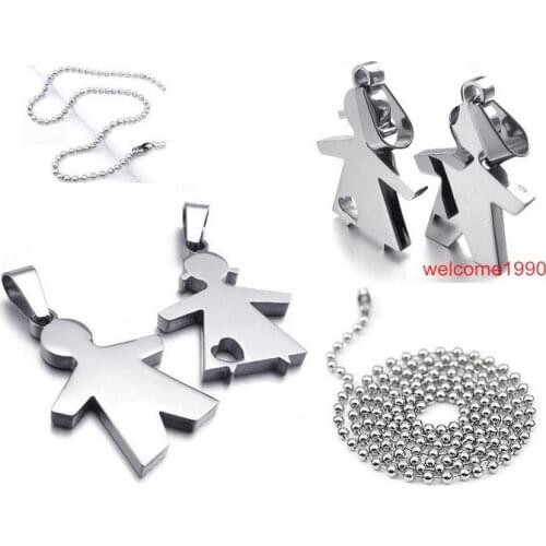 One pair of stainless steel Lovely Cute Baby Girls bos Pendant Charming Necklace women men