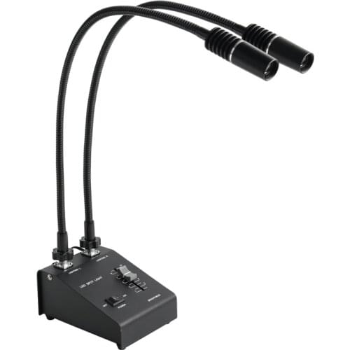 6W Dual LED Gooseneck Lights Illuminator Lamp Source For Industry Stereo Microscope Lens Camera Magnifier 110V-240V Adapter