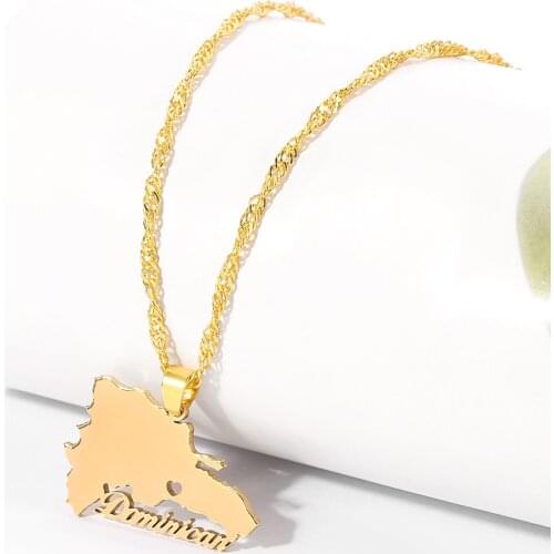 Stainless steel Dominican Republic map Necklace choker gifts gold silver color map pendant necklaces for women men