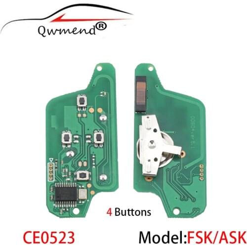 QWMEND Circuit Board Car Remote Key Fob for Peugeot 1007 for Citroen C8 ASK/FSK 433Mhz CE0523 Flip Floding Car Key 4 Buttons