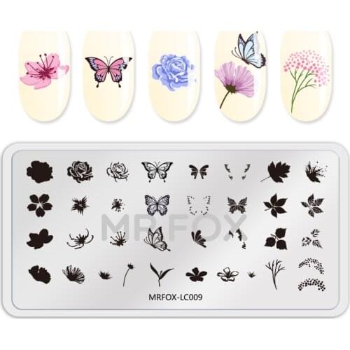 Nail Art Stamping Plates Butterfly Flower Cactus Tree Patten Mandala Spring Stamp Template Manicure Stamping Plate Stencil Tool