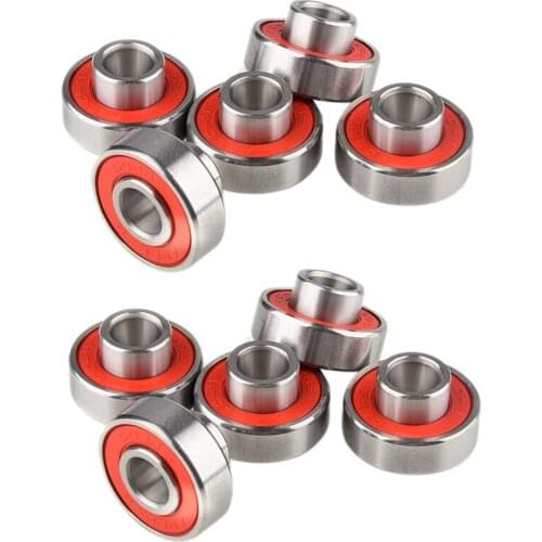 New 10Pcs 608-2RS Longboard Integrated Bearing Skateboard Wheel Bearing Inline Roller Skate Bearing 8X22X12.6mm