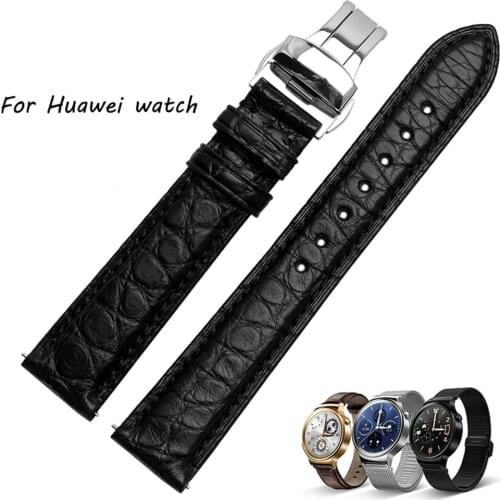 Quality Crocodile skin watch band 18mm For Hauwei Smart Watch Strap Mens Black Luxury Watch accessories