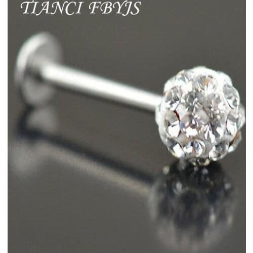 3mm 6/8/10mm Surgical Stainless Steel CZ Crystal Ball Tragus Helix Bar Cartilage Top Upper Ear Earring Labret Body Jewelry Newly