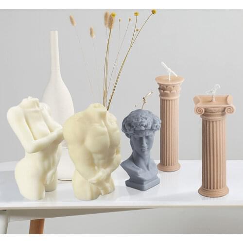 Silicone Roman Column Candle mould 3D Venus Candle Making Wax Plaster Mould Nordic Art Body Candle Mold Female Soap mold