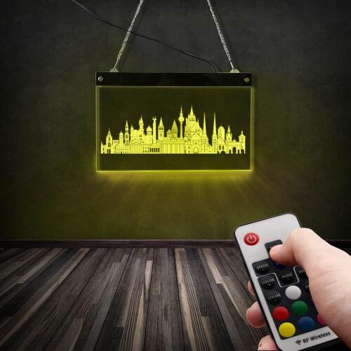 Germany Skyline LED Neon Sign Lighting Wall Sign Germany Colorful Modern Lighting Board Home Decor Deutschland Tourist Souvenir