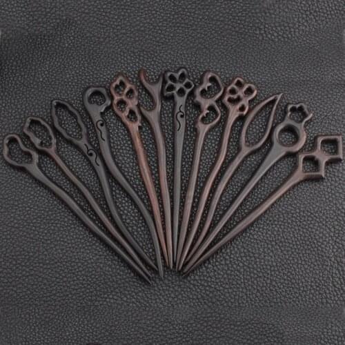 Traditional Vintage Ancient Chinese Hairpins Carved Wooden Hair Fork Japanese Hair Clips Chop Sticks for Hair Women Girl Bride