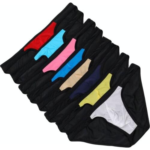 8PCS Mens Briefs U Convex Thin Ice Silk Low Waist Sexy Bikini Underpants Shorts Underwear Men Sexy Underwear Hot Sale Pantie