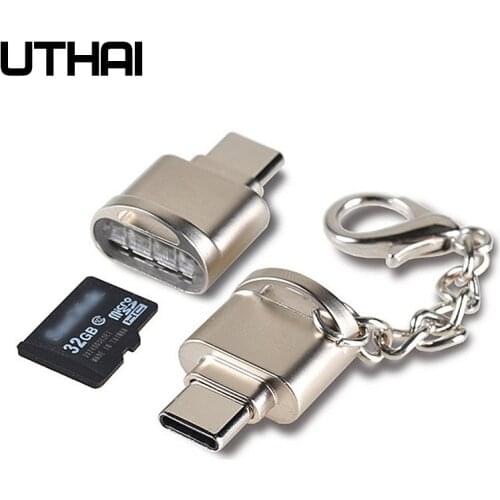 UTHAI C09 Mini Type C USB3.1 Micro SD Card Reader TF Memory Card Adapter for Macbook or Smartphone with USB c Interface U Disk