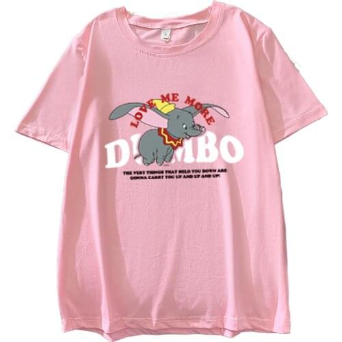 Disney Synthetic Material Dumbo Female Summer Women Girl T Shirt Tops Luxury Designer Tshirt Cartoon Print T-Shirt