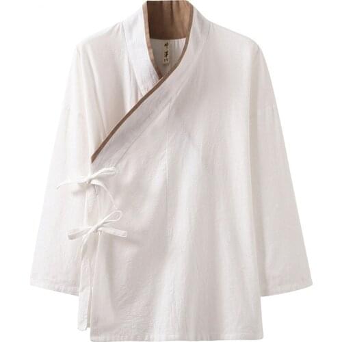 Oriental Shirts Men Hanfu Traditional Chinese Clothing For Men Cotton Linen Streetwear Men Shirts Casual Male Cheongsam KK3179