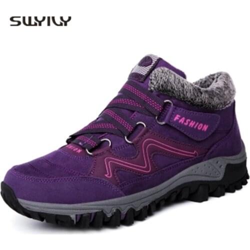 SWYIVY Winter Warm Shoes Woman Platform Sneakers Sport Shoes Velvet Fur 2019 Winter New Female Snow Boots Outdoor Sport Sneakers
